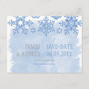 Carte Postale Faire-part PixDezines/enregistrer la date/les flocons de neig