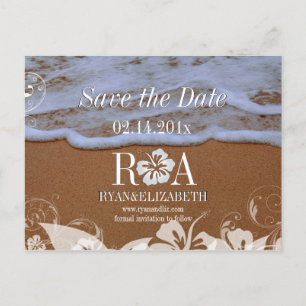 Carte Postale Faire-part PixDezines enregistrer la date plage+vagues