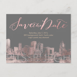 Carte Postale Faire-part PixDezines/Enregistrer la date/Rose Or/Paysage urb