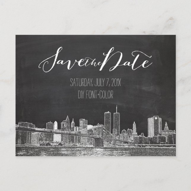 Carte Postale Faire-part PixDezines/Enregistrer la date/tableau noir/Tour j (Devant)