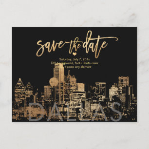 Carte Postale Faire-part PixDezines/Enregistrez la date Dallas Skyline/Faux