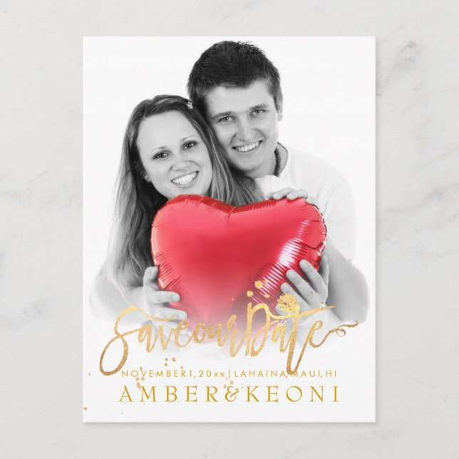 Carte Postale Faire-part PixDezines Enregistrez la date/Écriture élégante e (Devant)