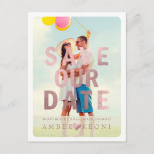 Carte Postale Faire-part PixDezines Enregistrez la date/Rose Gold