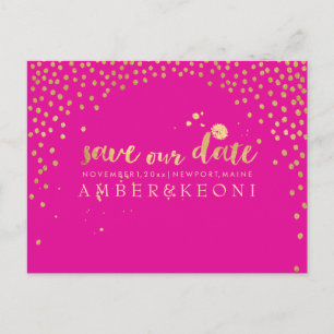 Carte Postale Faire-part PixDezines fausse or/confetti/date/couleur do-it-y