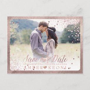 Carte Postale Faire-part PixDezines Faux Roses éclatés Gold Confetti