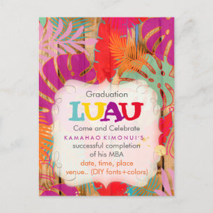 Carte Postale Faire-part PixDezines forêt tropicale/graduation/luau/DIYeven