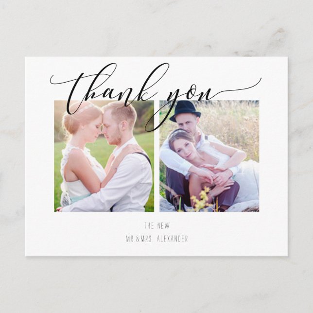 Carte Postale Faire-part PixDezines Mariage Merci/Calligraphie moderne (Devant)