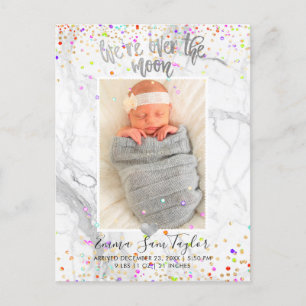 Carte Postale Faire-part PixDezines Naissance de Confetti/Sur la Lune
