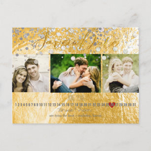 Carte Postale Faire-part PixDezines or/fausse feuille/photos enregistrer la