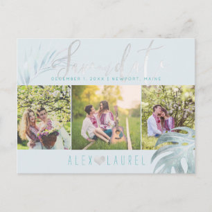 Carte Postale Faire-part PixDezines Palms Sauver notre Date/Platinum+Aqua