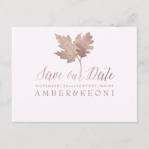Carte Postale Faire-part PixDezines Rose Gold Fall Foliage/Save our Date