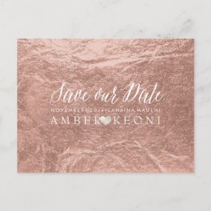 Carte Postale Faire-part PixDezines Rose Gold/Faux Feuille/Save Date