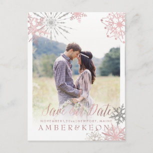 Carte Postale Faire-part PixDezines ROSE OR SNOWFLAKES/MARBRE/SAVE DATE