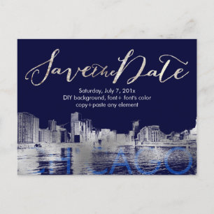 Carte Postale Faire-part PixDezines/Save Date/Silver/Chicago Lakeshore