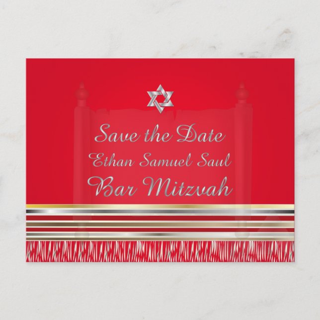 Carte Postale Faire-part PixDezines TALLIT/RED/MITZVAH ENREGISTRER LA DATE (Devant)