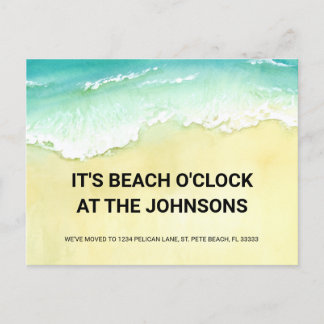 Carte Postale Faire-part Plage O'Clock Ocean Waves Nouvelle maison Déménage