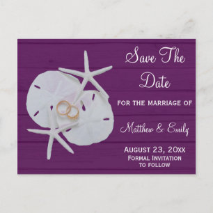 Carte Postale Faire-part Plage Starfish Dollar Sable Enregistrer La Date Ca
