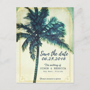 Carte Postale Faire-part Plage Tropicale Palmier Key West Sauvegarder la Da