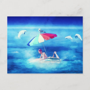 Carte Postale Faire-part Plage tropicale Vacances d'été pour filles aquarel