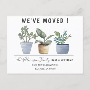 Carte Postale Faire-part Plantes Pots Modernes Nous avons déménagé Faire-pa