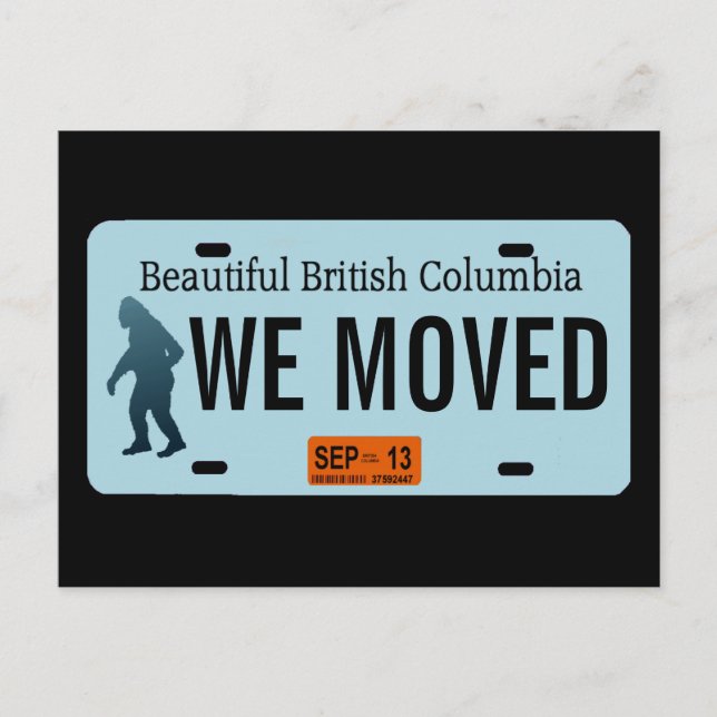 Carte Postale Faire-part Plaque d'immatriculation Sasquatch de la Colombie- (Devant)