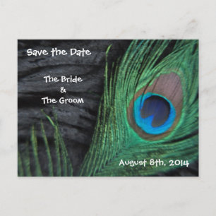 Carte Postale Faire-part Plumes noires Enregistrer la date