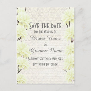 Carte Postale Faire-part Plutôt jaune pâle floral enregistrer la date