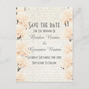 Carte Postale Faire-part Plutôt pâle pêche floral enregistrer la date