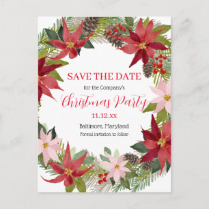 Carte Postale Faire-part Poinsettia rouge   Enregistrer La Date Noël
