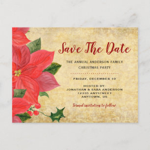 Carte Postale Faire-part Poinsettia russe   Enregistrer La Date Noël