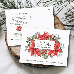 Carte Postale Faire-part Poinsettias Joyeux Noël de New Home