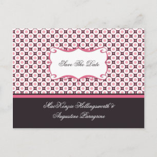 Carte Postale Faire-part Points roses et Brown Enregistrer la date