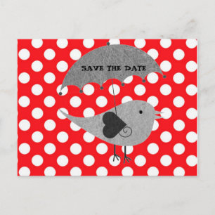 Carte Postale Faire-part Pois blancs sur Arrière - plan rouge
