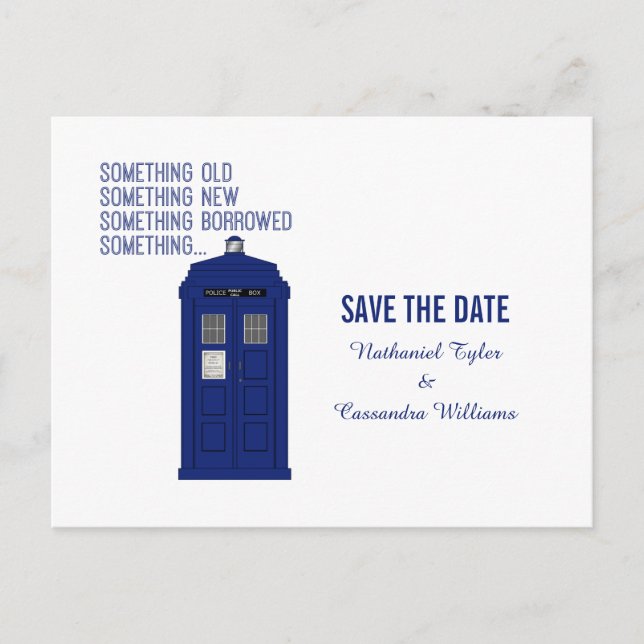 Carte Postale Faire-part Police Box Enregistrer la date Postcard v1 (Devant)