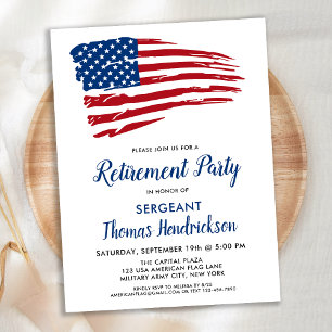 Carte Postale Faire-part Police Officer Retraite Party USA American Flag