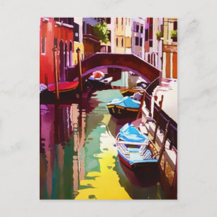 Carte Postale Faire-part Pont Canal vintage Venise Aquarelle de voyage