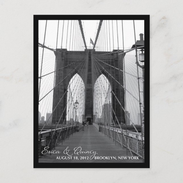Carte Postale Faire-part Pont de Brooklyn, Sauvegarder la Date (Devant)