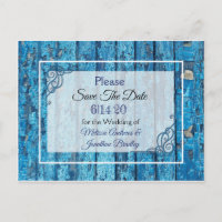 Porte Antique Usée Bleue Enregistrer la Date de Ma