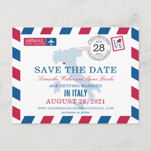 Carte Postale Faire-part Portovenere Italie Red Blue Airmail Enregistrer La