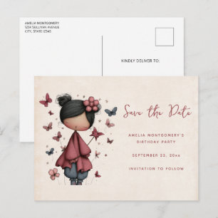 Carte Postale Faire-part Poupée de Fée Fantaisiste Rétro Mignonne