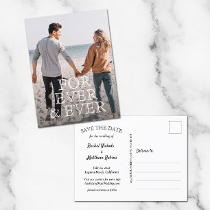 Carte Postale Faire-part Pour toujours et à jamais Texte Blanc Mariage Sauv