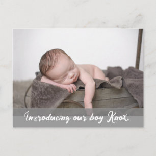 Carte Postale Faire-part Présentation de notre garçon, Nom photo bébé