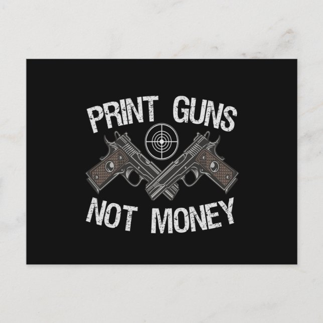Carte Postale Faire-part Print Guns Pas d'argent Drôle Patriotic Guns amour (Devant)