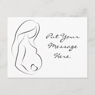 Carte Postale Faire-part Profil Femme Enceinte Coeur ventre