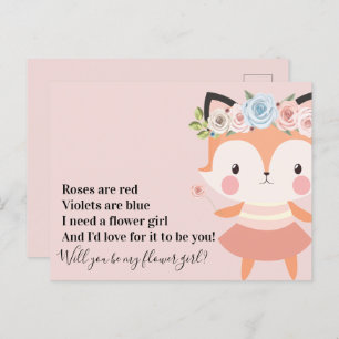 Carte Postale Faire-part Proposition de Fleur Mariage Cute Fox