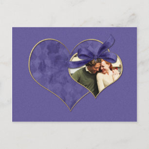 Carte Postale Faire-part Purple and Gold Hearts Photo Enregistrer la date