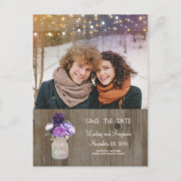 Purple Floral Mason Jar Rustique Photo Enregistrer