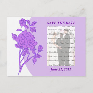 Carte Postale Faire-part Purple Flower Personnalisé Enregistrer La Date Car