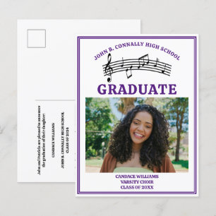 Carte Postale Faire-part Purple High School Choir Photo Graduation