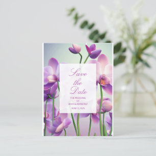 Carte Postale Faire-part Purple Orchidées Floral Mariage Enregistrer la dat